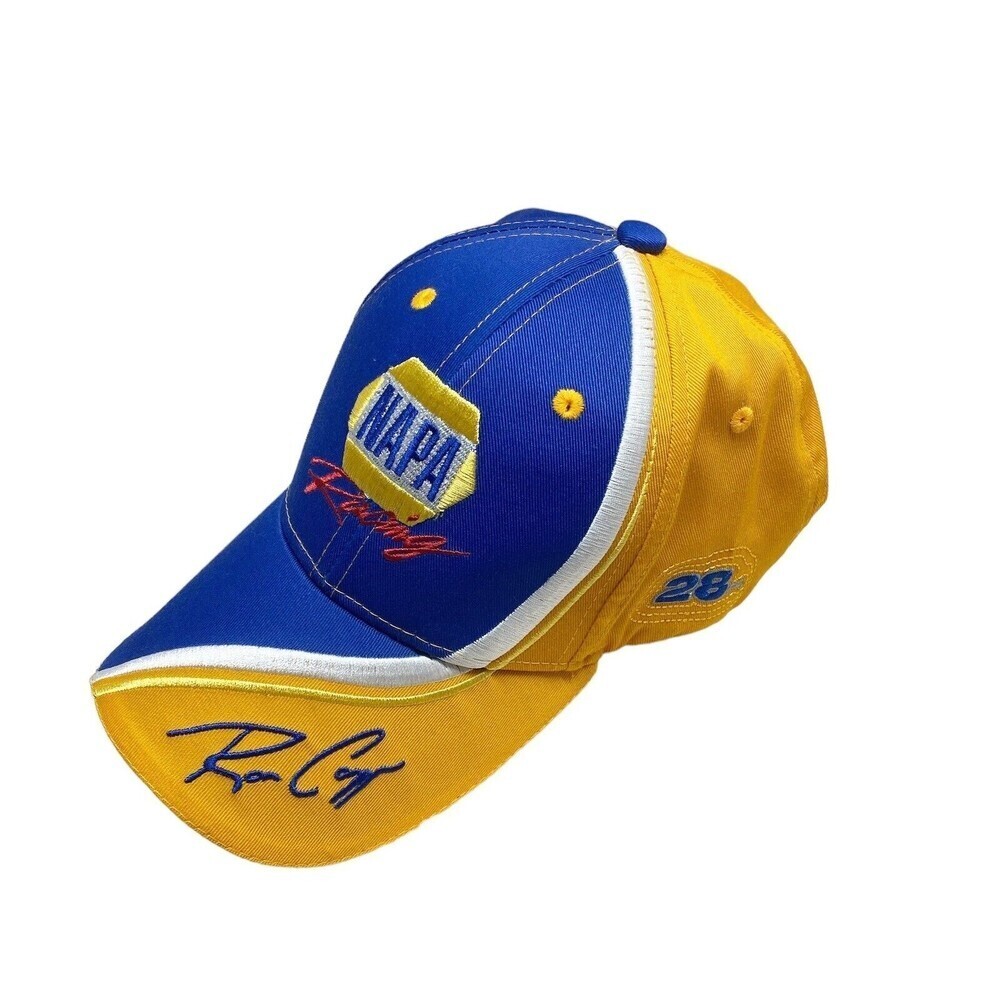 NAPA Racing Adjust Dad Hat NASCAR Ron Copp #28 Blue Yellow Embroidered S…